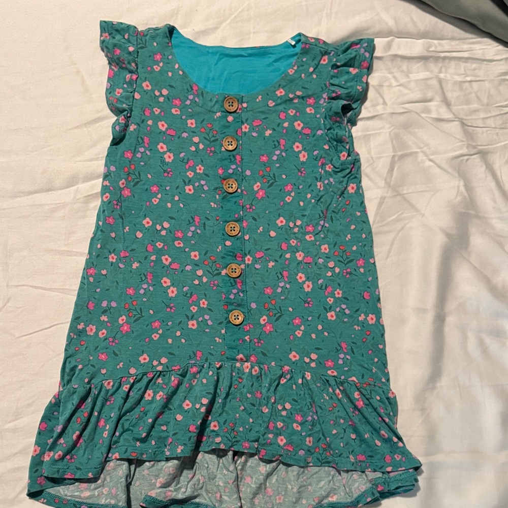 Posh Peanut Floral Button-Front Dress with Ruffle Hem